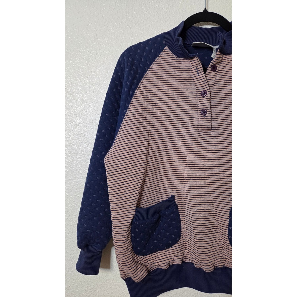 Vintage Patchwork Mixed Pattern Henley Sweater 90… - image 5